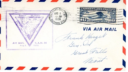 CAM 26 AAMC 26N6 Salt Lake City to Great Falls - Frank Herget - hand addressed