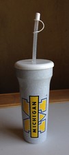 Vintage Plastic University of Michigan Wolverines Tumbler w/ Straw Cap 32 fl oz