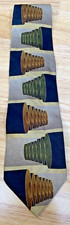 Ottimo Uomo Hand Made Neck Tie Gold Blue Green Beige Combination Abstract