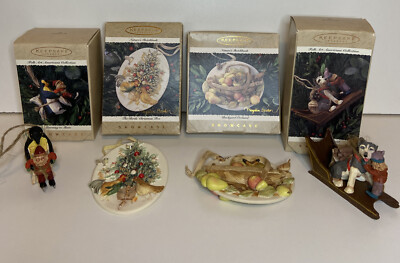 4 Hallmark Keepsake Showcase -fetching THE FIREWOOD - FOLK ART AMERICANA