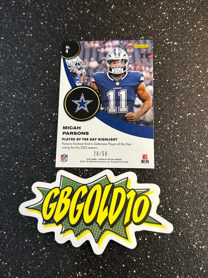 2023 Panini Player of the Day - Micah Parsons #4 Blue /50 - Image 2 of 2
