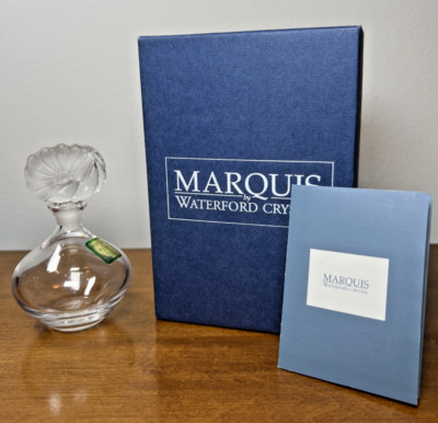 Marquis By Waterford Crystal Perfume Bottle w/ Flower Stopper in Original Box