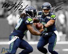 Russell Wilson Marshawn Lynch Seattle Seahawks Signed Photo Autograph Print
