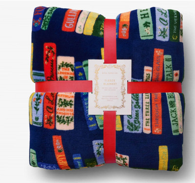 RIFLE PAPER CO Fleece Blanket, Bookshelf