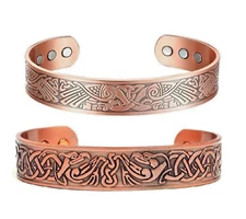 2 Pack Pure Copper Magnetic Bracelet Arthritis Pain Therapy Cuff Celtic Phoenix