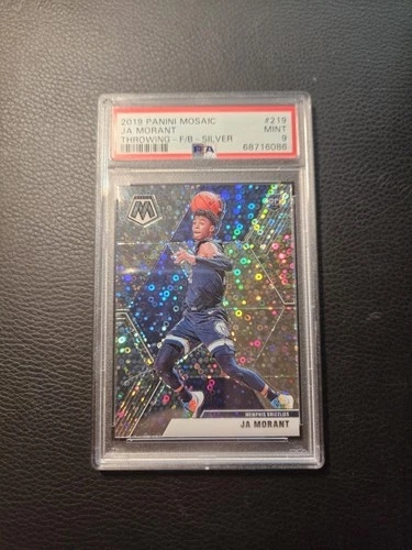 Ja Morant 2019-20 Panini Mosaic FAST BREAK SILVER THROWING RC No. 219 PSA 9 MINT