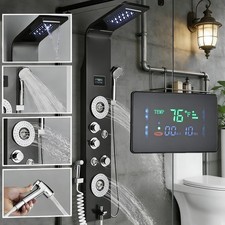 Stainless Steel 6-Function Shower Panel System LED Shower Head Massage Jet Mixer