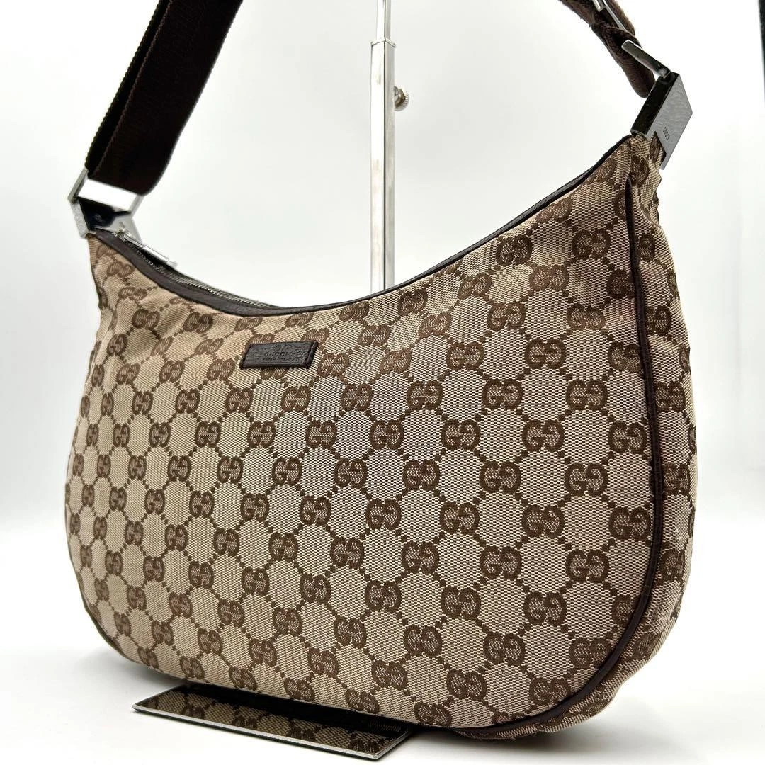Sac à bandoulière GUCCI GG toile demi lune marron #PG6VFW