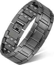 3X Magnetic Titanium Steel Bracelet For Men Gray With 3 Rows Magnets Gift