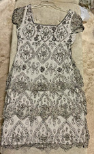 Pisarro Nights Pewter Elegant Sequin Embellished Dress SZ 8