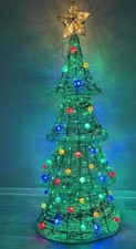 6  Lighted Christmas Tree Lawn Ornament Metal Suess Like Bulbs 220 LED Lights
