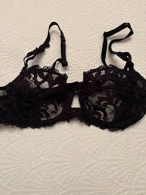 Lisa Charmel Black Embroidered Appliquéd Jeweled 36B Bra Underwired