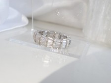 Sterling Silver 925 Baguette Multi Row Eternity CZ Band Ring Size 8