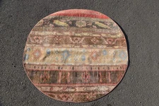 Decorative Rug, Southwestern Green and Blue 3.7x3.7 ft