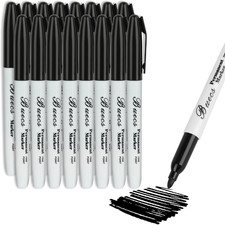 Permanent Markers, 128 Count Black Permanent Markers, Fine Point, Waterproof  S