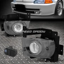 FOR 92-95 HONDA CIVIC EG8/EH9 SEDAN CLEAR LENS FOG LIGHT LAMPS W/BEZEL+SWITCH