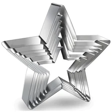 6 Pieces Star Cookie Cutters Set - Stainless Steel Five-Pointed Shaped Cutter,