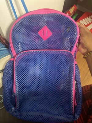 17.5'' EASTSPORT Blue & Pink Mesh Backpack School Book Bag Tote Beach NWT