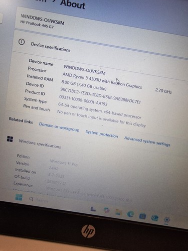 HP ProBook 445 G7 Windows 11 AMD Ryzen 3 4300U 16GB 512GB SSD 14" FHD - Afbeelding 13 van 15