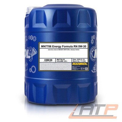 MANNOL 20 L ERNERGY FORMULA RN 5W-30 MOTORÖL FÜR API CH-4 MB 226.51 RN07
