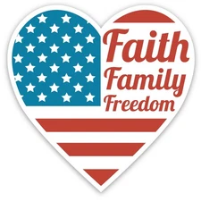 Magnet Me Up Faith Family Freedom Magnet Decal- 5" Heart-Shaped American Flag