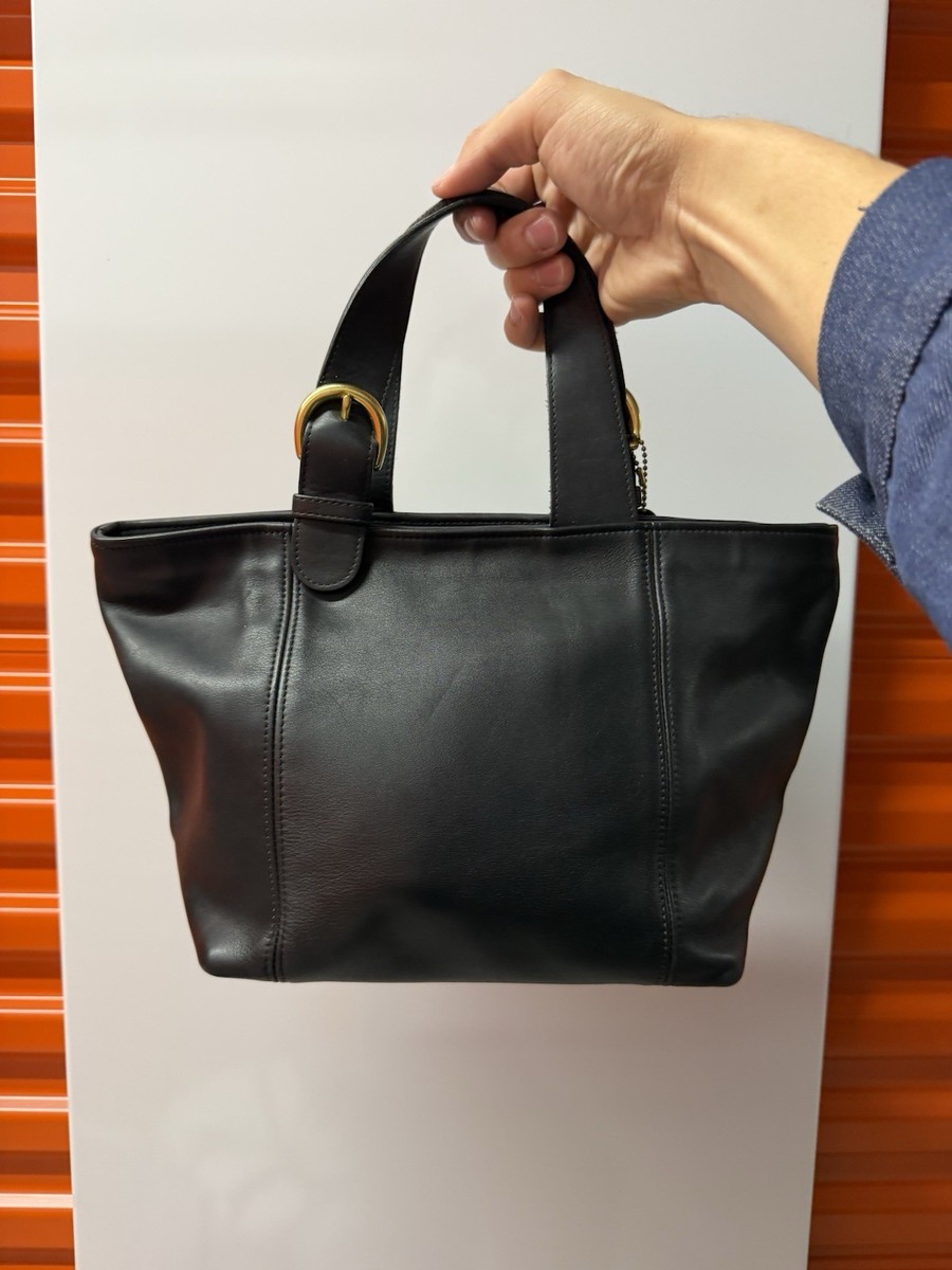 Vintage 90s Coach 4133 Black Leather Mini Tote Bag USA Made