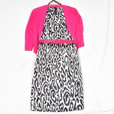 AGB Women's Animal Print Dress with Hot Pink Crop Sweater Size 6P Belted