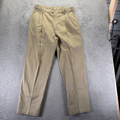 Dockers Pant Mens 36x32 Beige Cotton Khakis Straight Workwear Utility Pleated