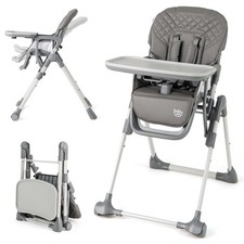 Foldable Baby High Chair Adjustable Toddler Highchair Built-in Wheels Portable