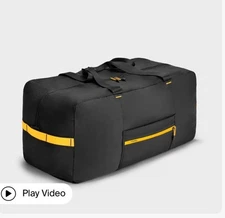 Orbitkey Black Yellow Limited Foldable Duffel 55L Abrasion Water Resistant Bag