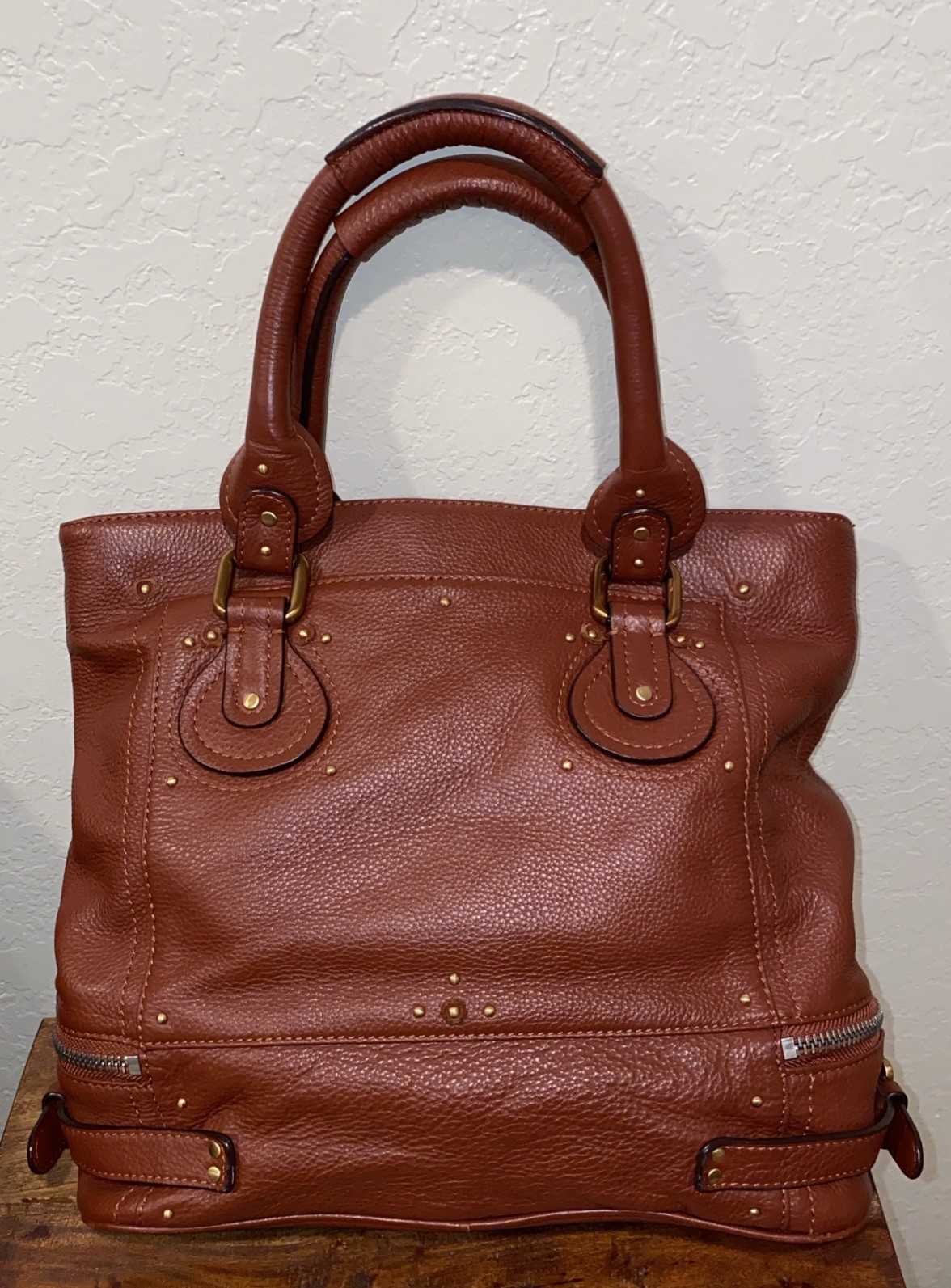 Vintage Chloe Paddington Brown Leather Tote Bag Purse image 9