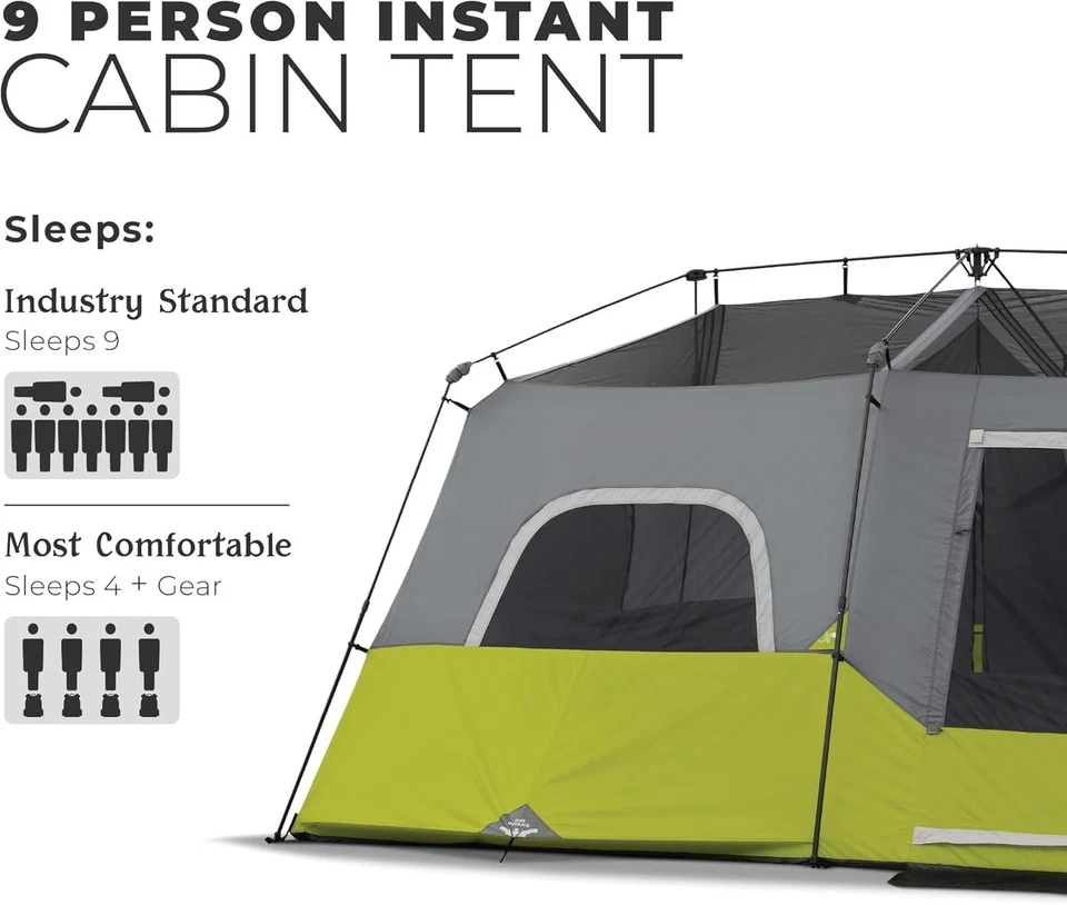 Core 10 Person Instant Cabin Tent - 14' x 9', Green - Image 3 of 4