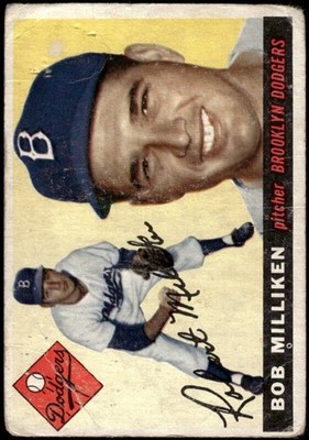 1955 TOPPS BOB MILLIKEN 111 POOR BASEBALL BROOKLYN DODGERS