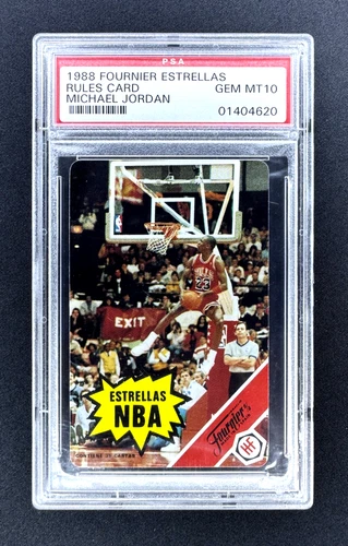 PSA10 MICHAEL JORDAN 1988 Fournier Estrellas -Rules Card #22 Reverse Dunk SPAIN