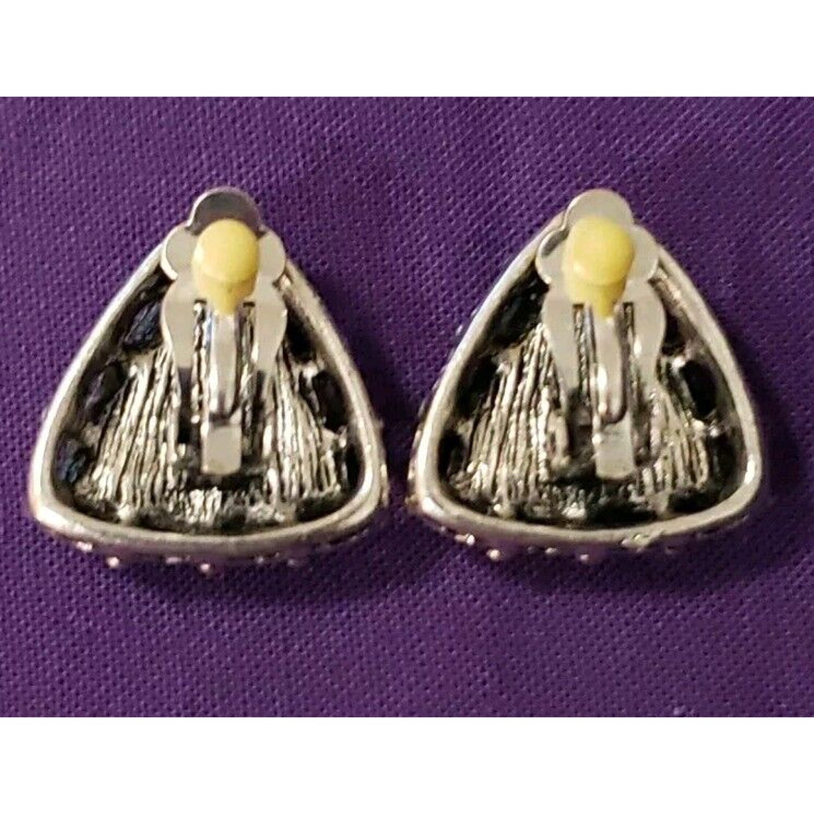 Silver Tone Triangular Shaped Clip On Earrings Wi… - image 6