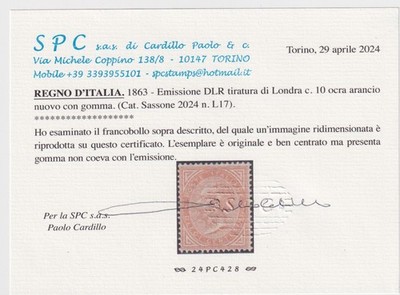 Italien - DLR Londra - 1863 - 10 Cent., optimale Zentrierung!!, Zertifikat