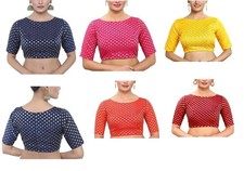 Brocade Saree Blouse Ethnic Bollywood Style Lehenga Choli Crop Top Wedding Party