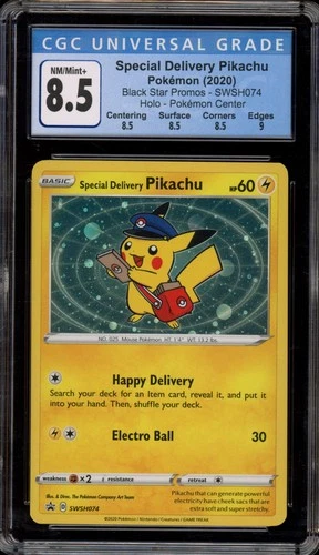 Pokemon Special Delivery Pikachu P.M. Center Canada Holo Promo SWSH074 CGC 8.5
