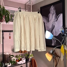 Esprit Pleated Midi Skirt Women Size M Cream Ivory Elastic Waist Vintage 90s