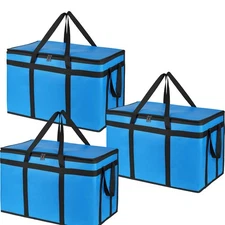 Large 3-Pack Insulated Food Delivery Bag, XXXL Pizza Cooler Bags, Thermal Cold/H