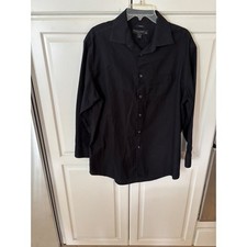 Pronto Uomo Mens Non-Iron Button Down Shirt Black 100 Cotton 17 32/33