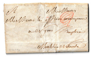 LAC en franchise de 1790  Marque manus. : ASSEMBLEE NATIONALE Vérification