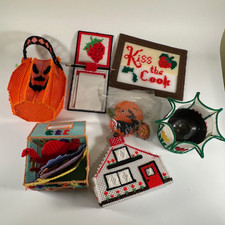 Lot of Plastic Canvas Craft Projects Mixed Completed  Unfinished Set