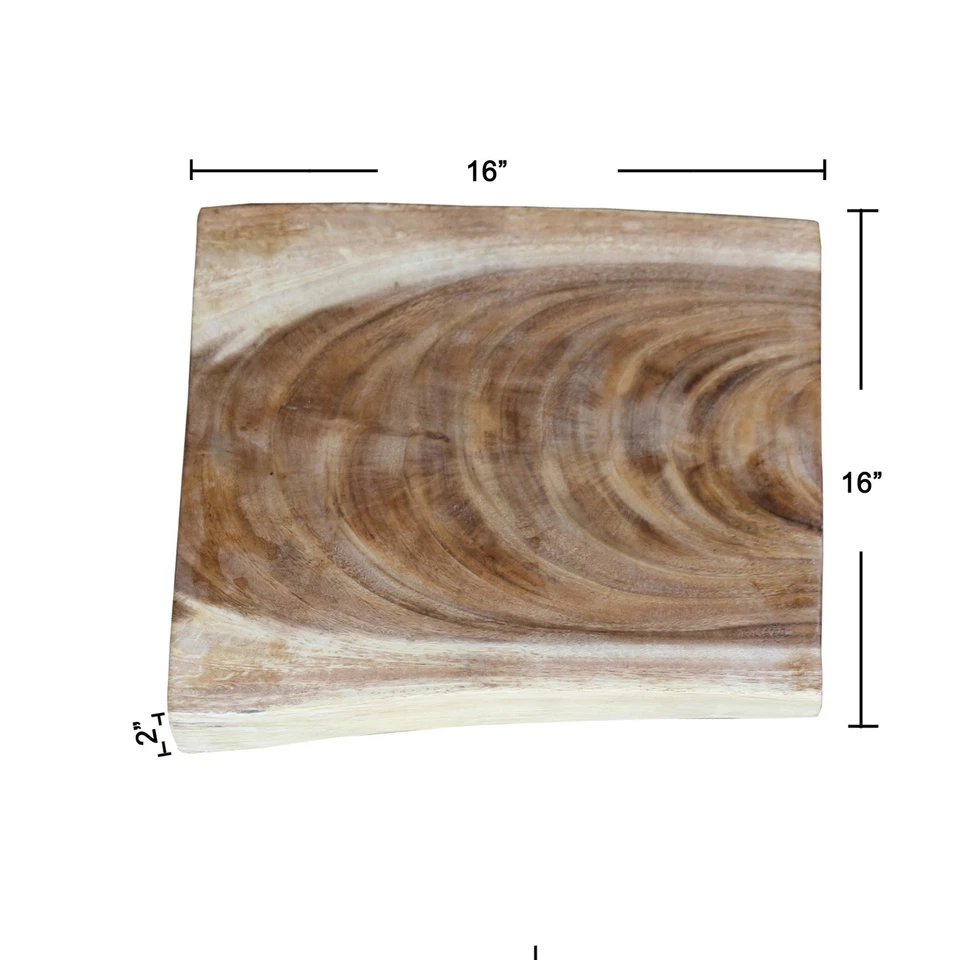 Rustic Natural Square Teak Wood Slab Table Top DIY for Side End Table Home Decor - Image 3 of 4