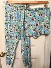 Toast & Jammies 2Pc Pajamas M Pants Shorts MICHIGAN LIGHTHOUSES Cotton Flannel