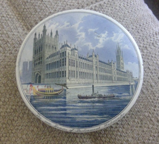 Kirkhams Pot Lid New Houses of Parliament Westminster 13cms 1947 Prattware Scene