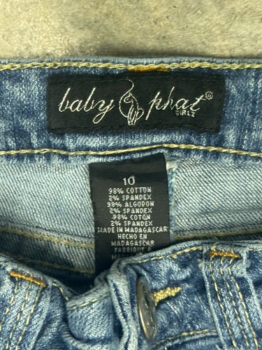 VTG Baby Phat Denim Bermuda Shorts Youth Girls Size 10 Embellished Embroidered - Picture 3 of 9