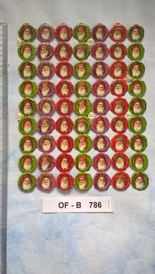 OF-B786 M: Bogen m 72 Weihnachtsmannköpfen M&S 30685 Glanzbilder Oblaten Scraps