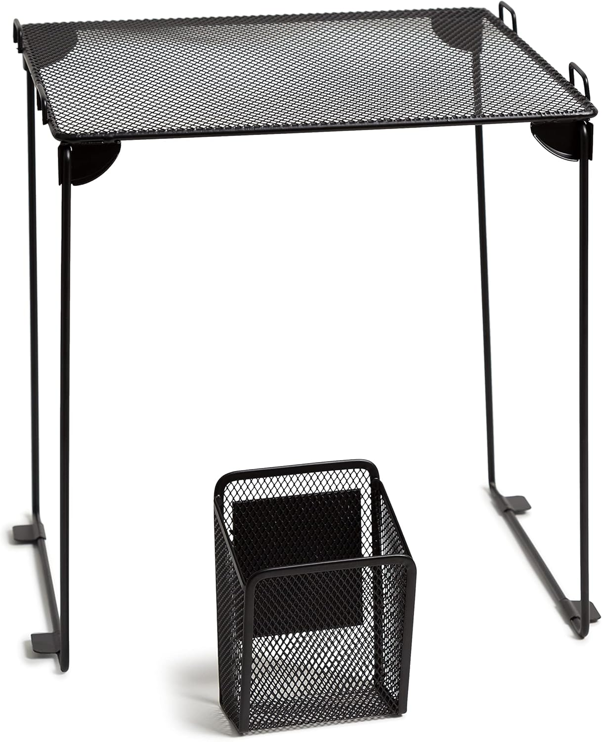 Black Mesh Locker Organization Kit, Includes Magnetic Cup and Folding Shelf, 2 P