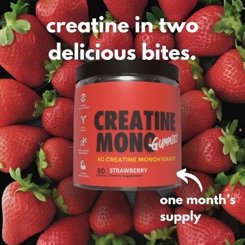 Creatine Gummies Twin Pack - Creatine Monohydrate Strawberry & Grape Burst - Picture 3 of 12